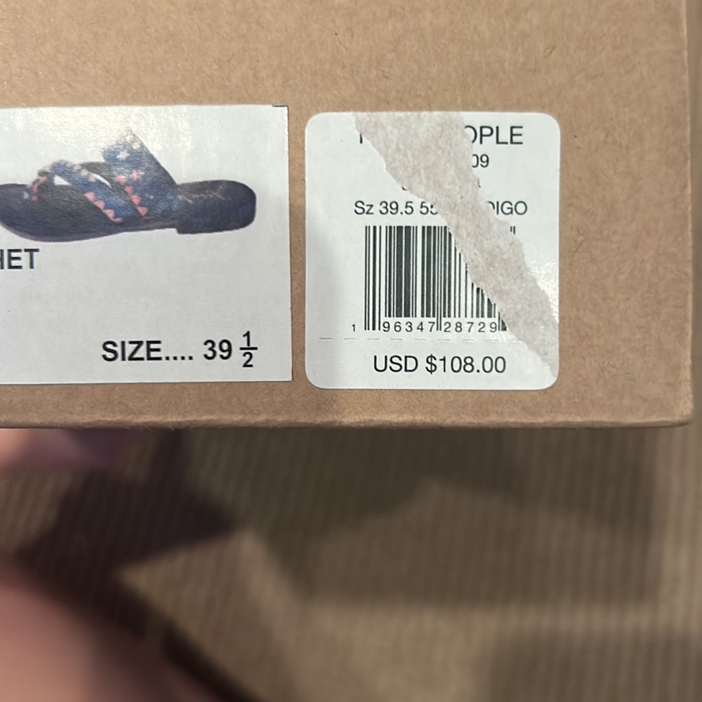 NIB FREE PEOPLE bella caia crochet sandals in indigo Blue size 39.5 euro/9/9.5 - Picture 12 of 12